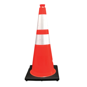 28” 10 lb. Cone with Black Base and 6” & 4” Reflective Collars